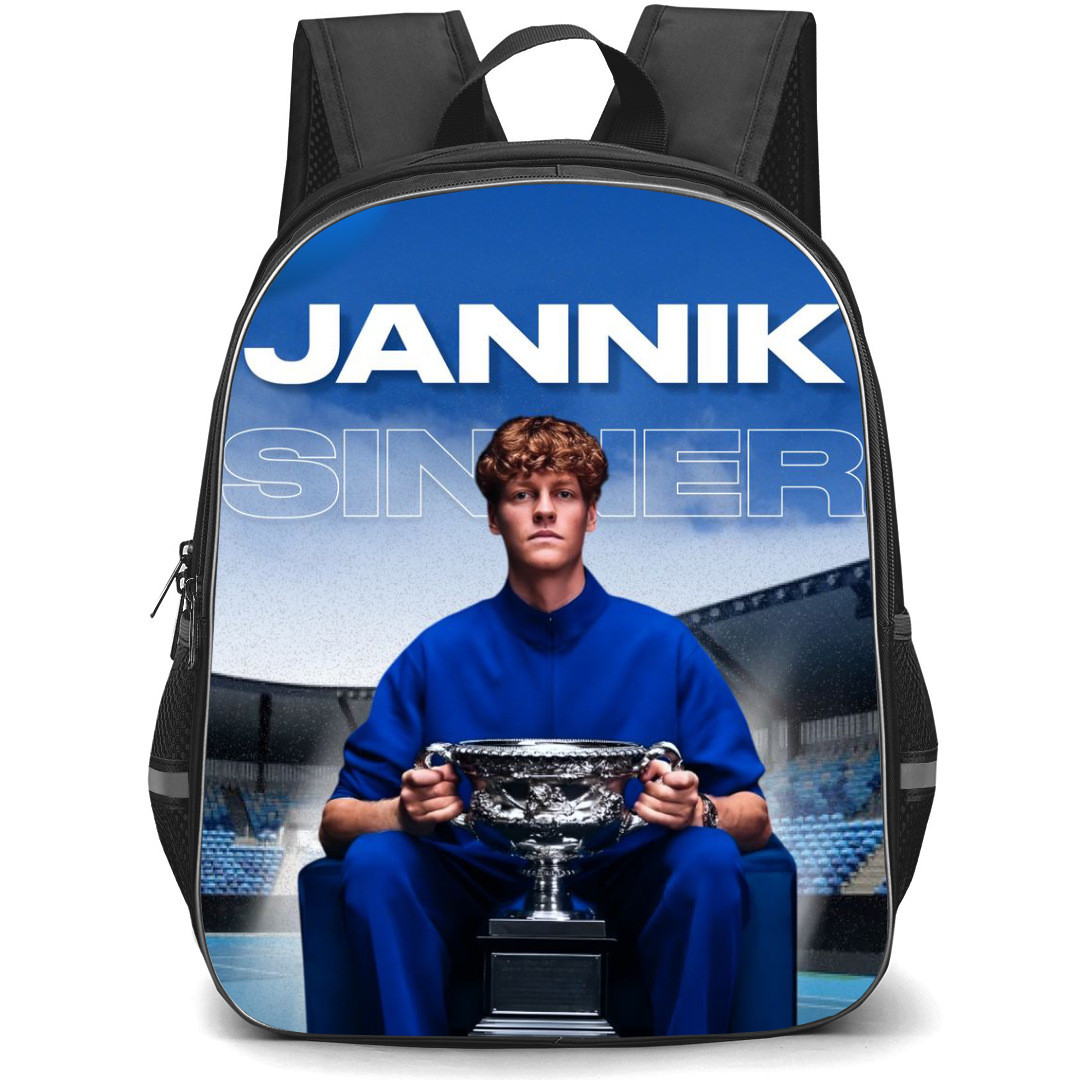 Jannik Sinner Backpack School Bag StudentPack - Jannik Sinner Holding Trophy Fierce Portrait Poster