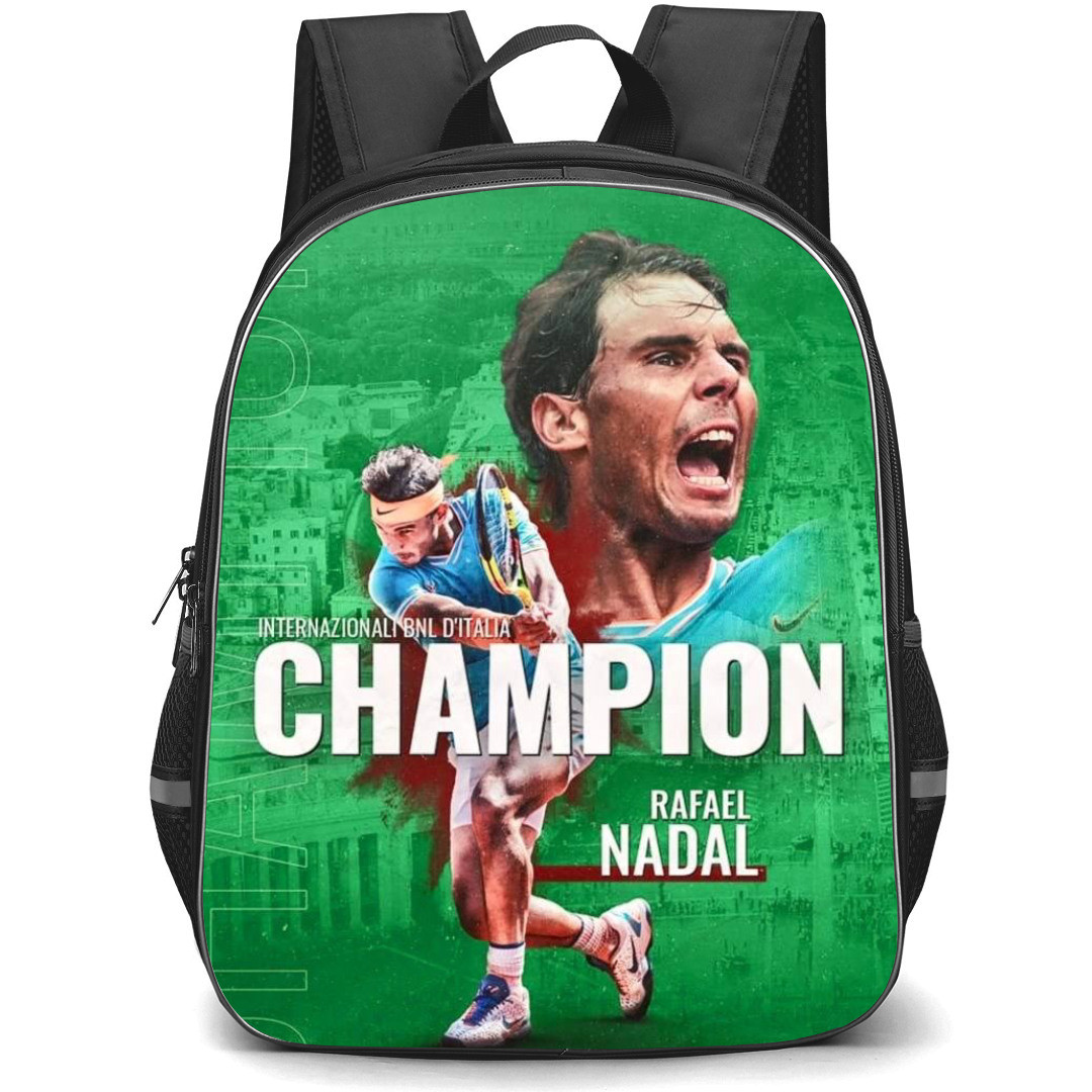 Rafael Nadal Backpack StudentPack - Rafael Nadal Italian Open Champion Green Background