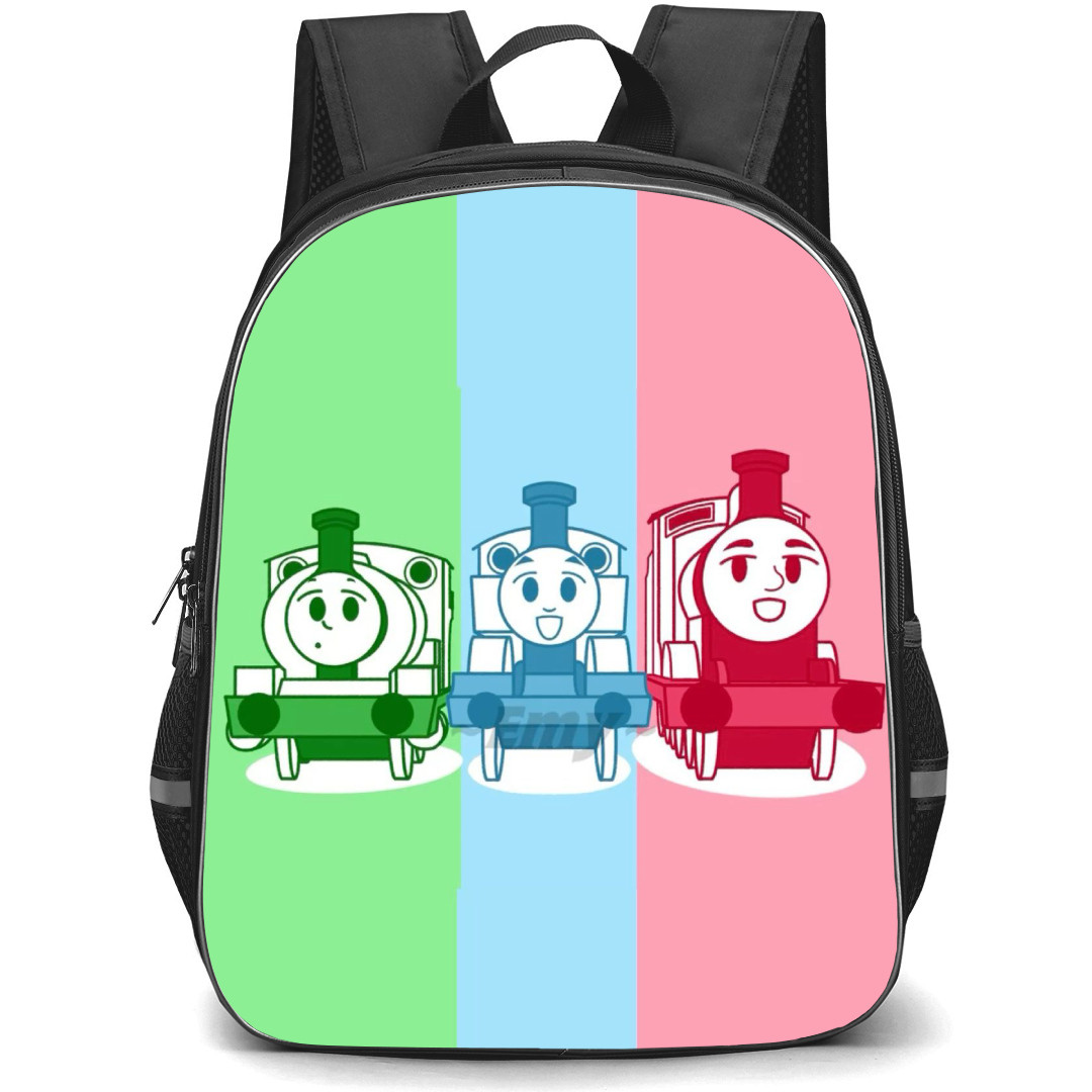 Thomas and Friends Backpack StudentPack - Character Trio Red Green Blue Minimal Cartoon Art