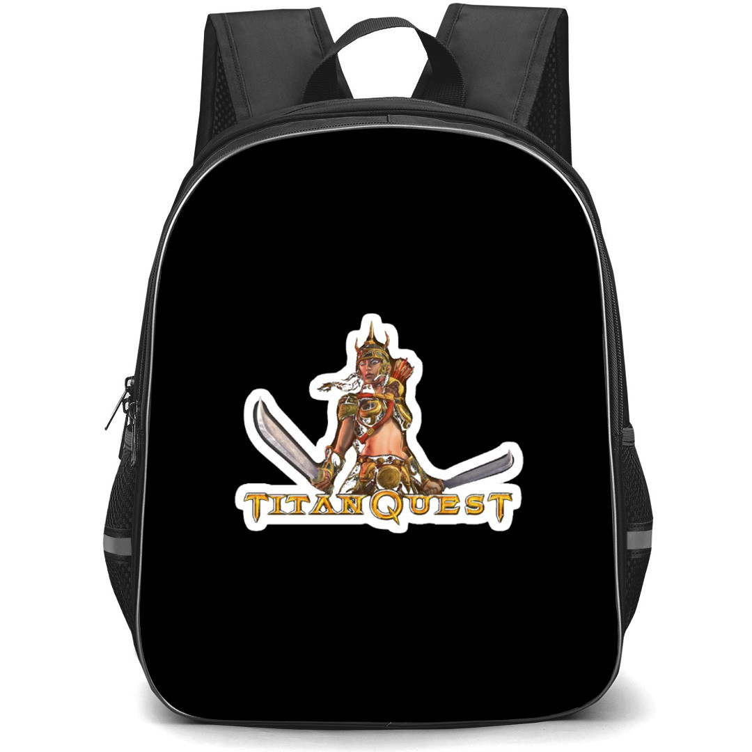 Titan Quest Backpack School Bag StudentPack - Titan Quest Fierce Portrait Game Sticker