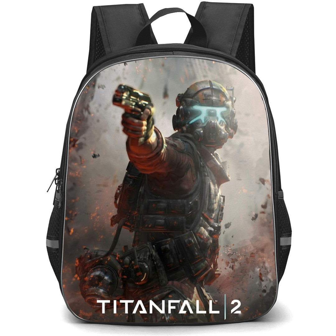 Titanfall Backpack School Bag StudentPack - Titanfall Pilot Aiming A Gun Game Poster