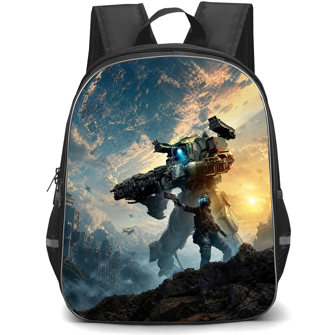 Titanfall Backpack School Bag StudentPack - Titanfall Pilot Weapon Drawn Poster