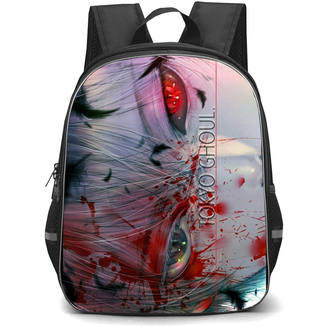 Tokyo Ghoul Ken Kaneki Backpack StudentPack - Ken Kaneki Face Portrait Black Feathers