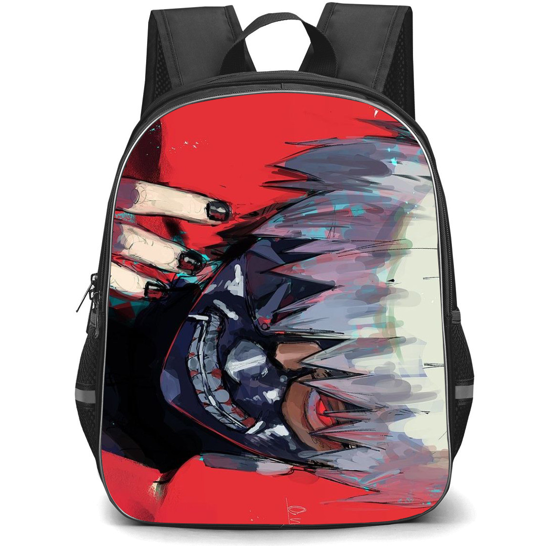 Tokyo Ghoul Ken Kaneki Backpack StudentPack - Ken Kaneki Head Portrait Watercolor Art Red Background
