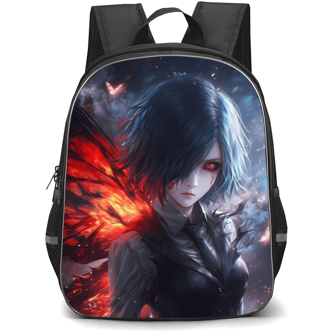 Tokyo Ghoul Touka Kirishima Backpack StudentPack - Touka Kirishima Flaming Butterfly Wings 3d Art