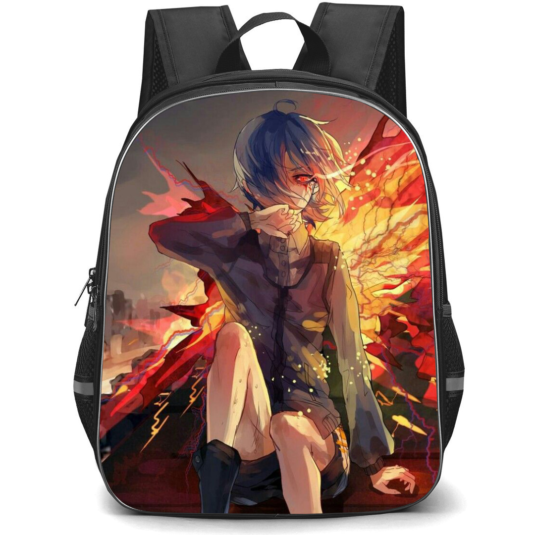 Tokyo Ghoul Touka Kirishima Backpack StudentPack - Touka Kirishima Sitting on the Roof Flaming