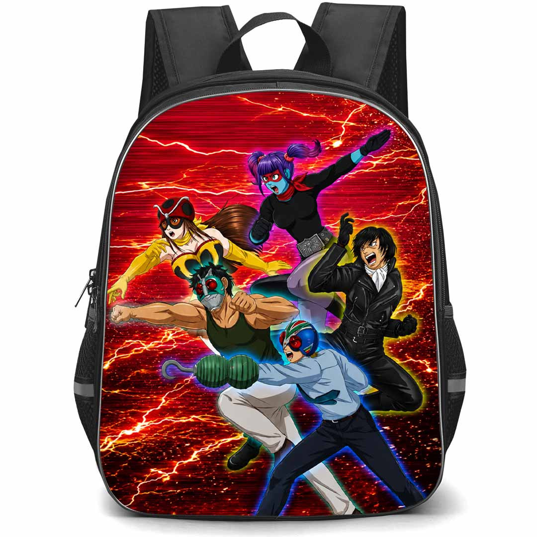 Tojima Wants To Be A Kamen Rider Backpack School Bag StudentPack - Tojima Wants To Be A Kamen Rider Character On Red Lightning Background