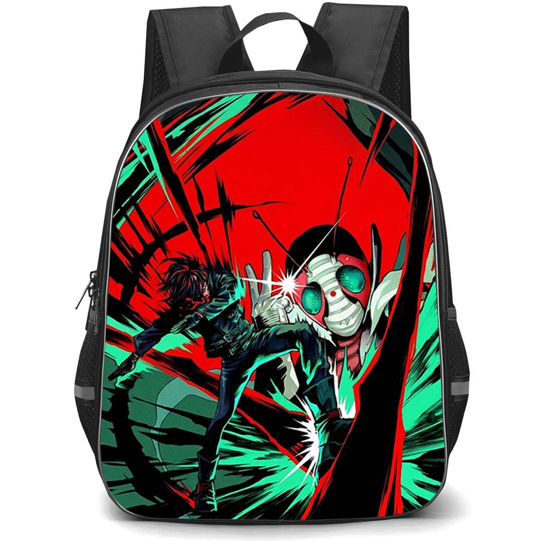 Tojima Wants To Be A Kamen Rider Keitaro Kumazuki Backpack School Bag StudentPack - Keitaro Kumazuki Intense Slash Attack Red Background