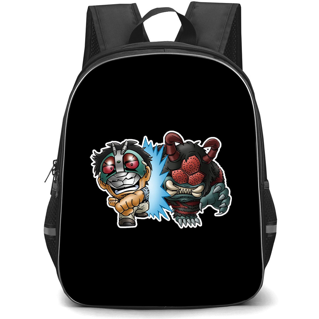 Tojima Wants To Be A Kamen Rider Backpack School Bag StudentPack - Tojima Wants To Be A Kamen Rider Tanzaburo Tojima Vs Su Kumota Chibi Sticker