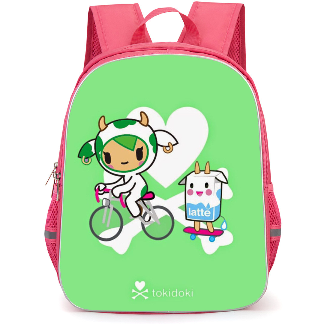 Tokidoki Backpack School Bag StudentPack - Mozzarella And Latte Riding A Bike Poster
