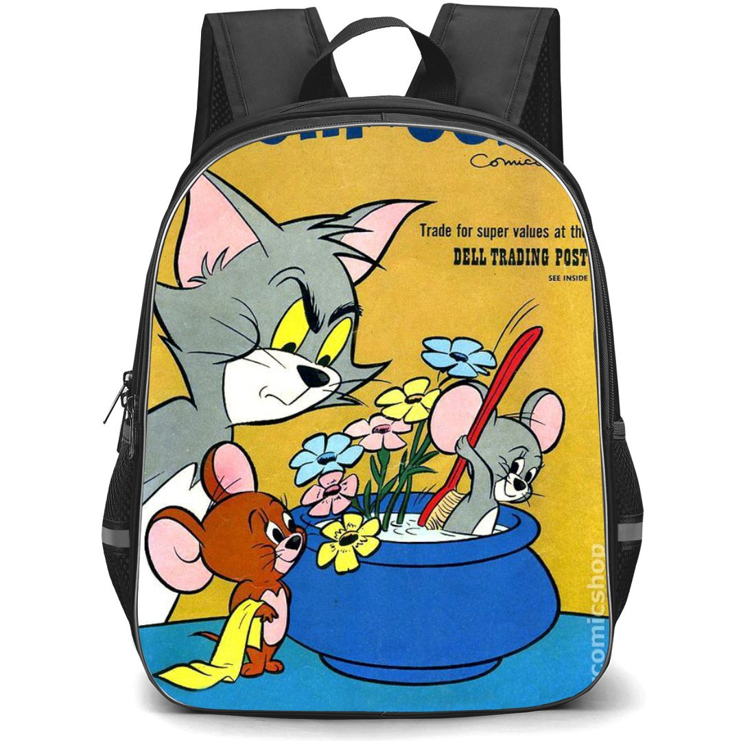 Tom and Jerry Backpack StudentPack - Tom and Jerry 1980 Comics Poster Yellow Background
