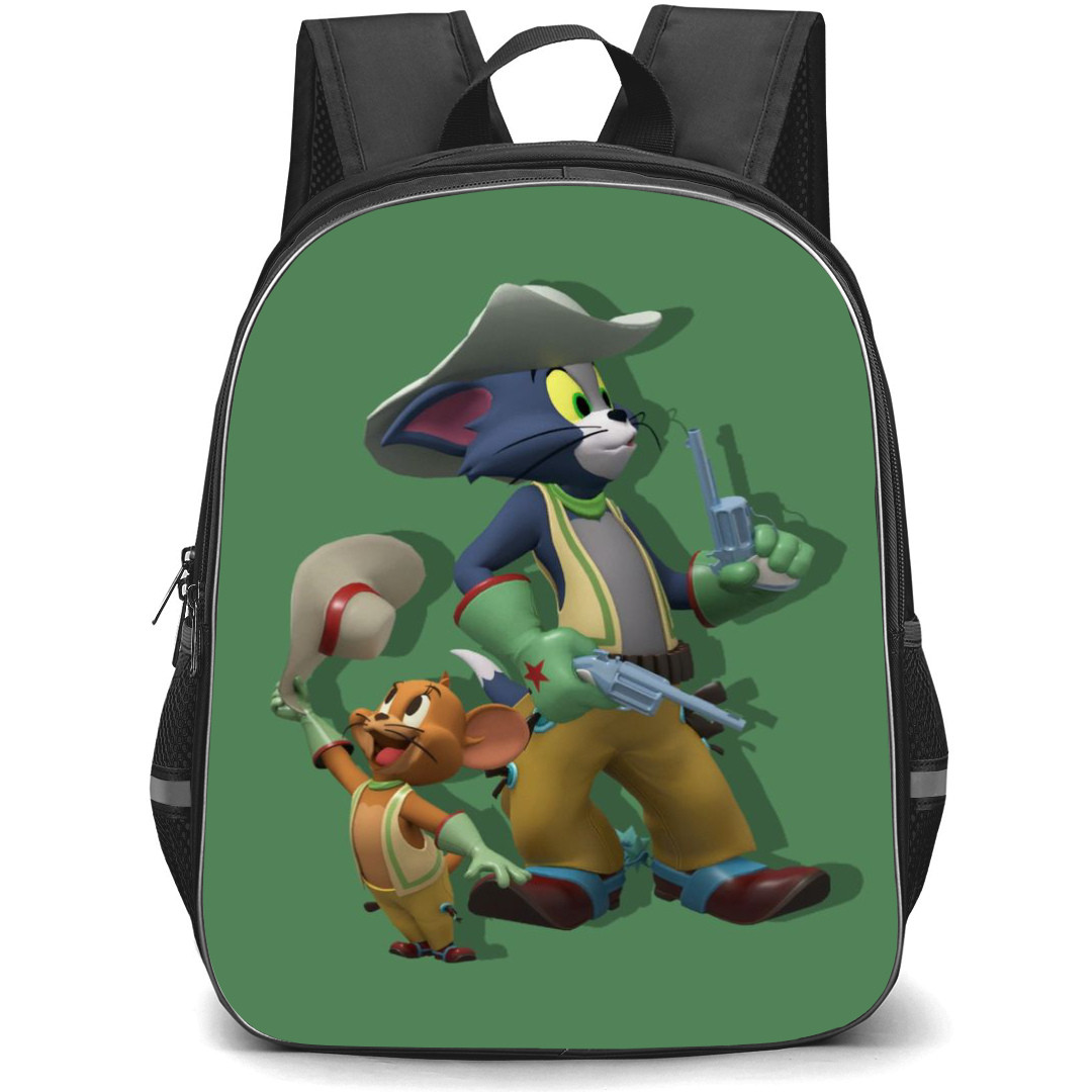 Tom and Jerry Backpack StudentPack - Tom and Jerry 3d Art Cowboy Outfit Green Background