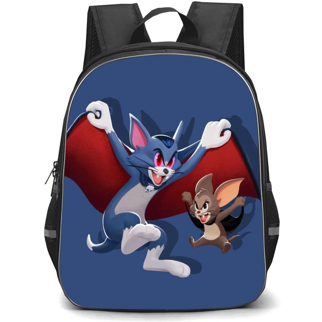 Tom and Jerry Backpack StudentPack - Tom and Jerry Bat Wings Blue Background