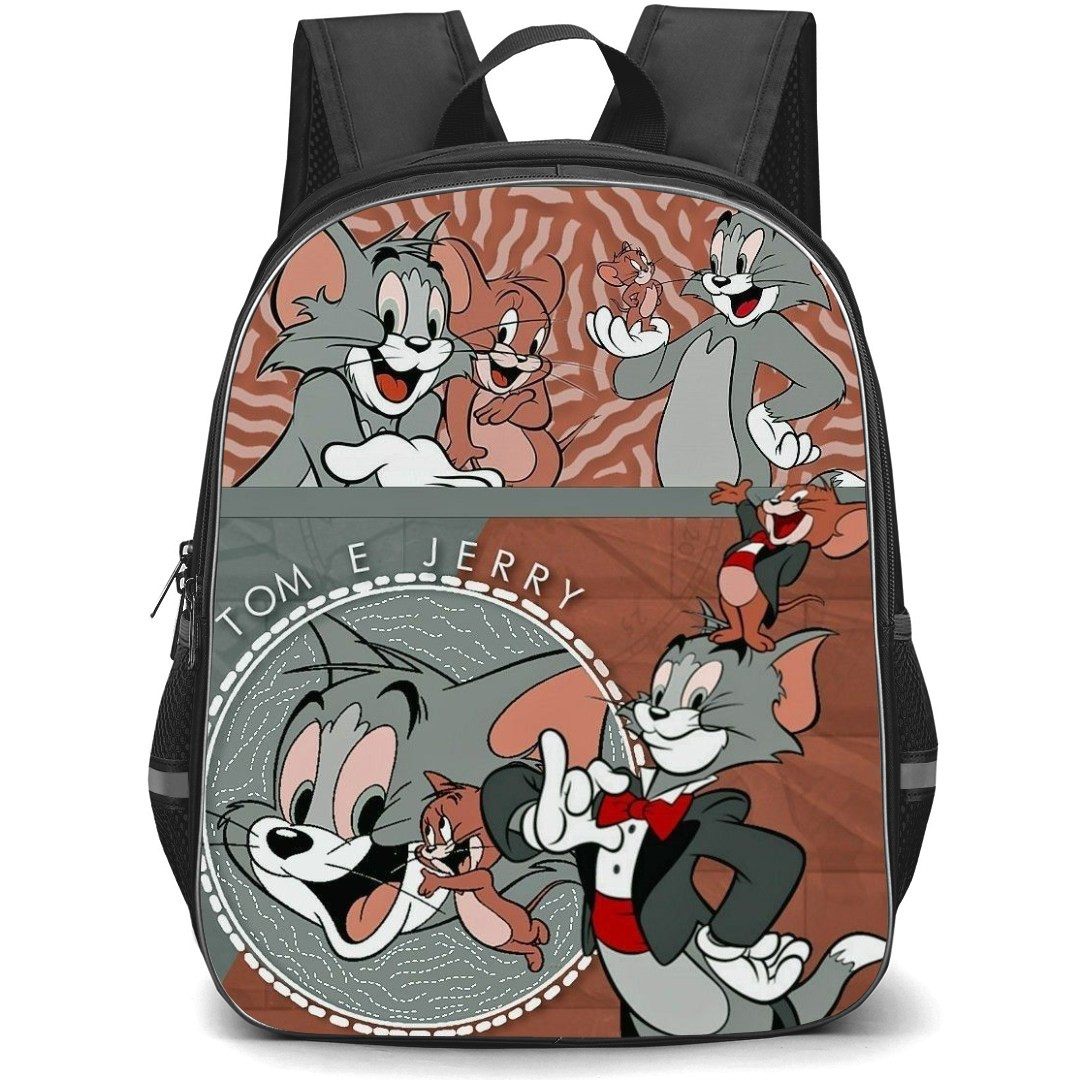 Tom and Jerry Backpack StudentPack - Tom and Jerry Brown Gray Illustration