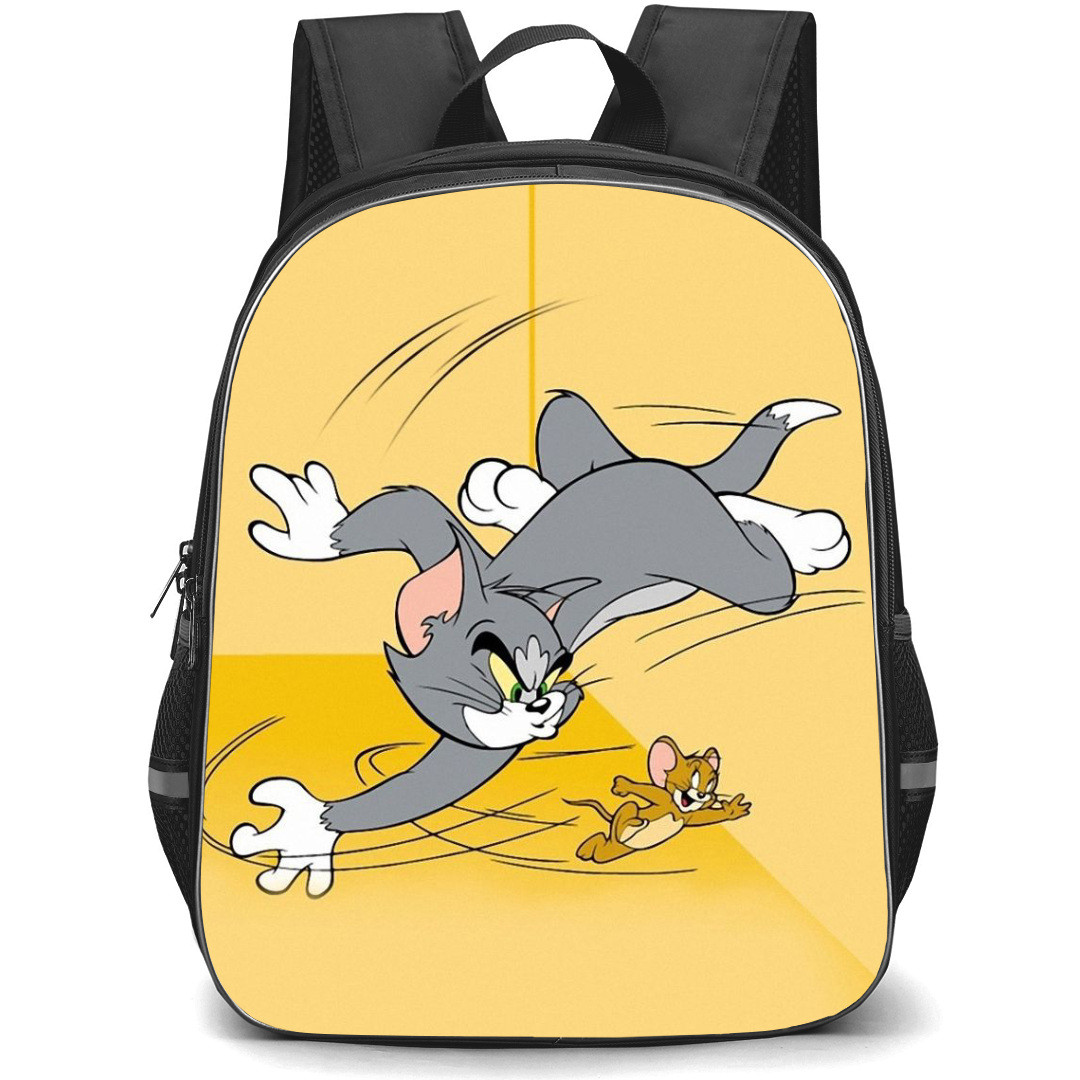 Tom and Jerry Backpack StudentPack - Tom and Jerry Chasing Scene Yellow Background