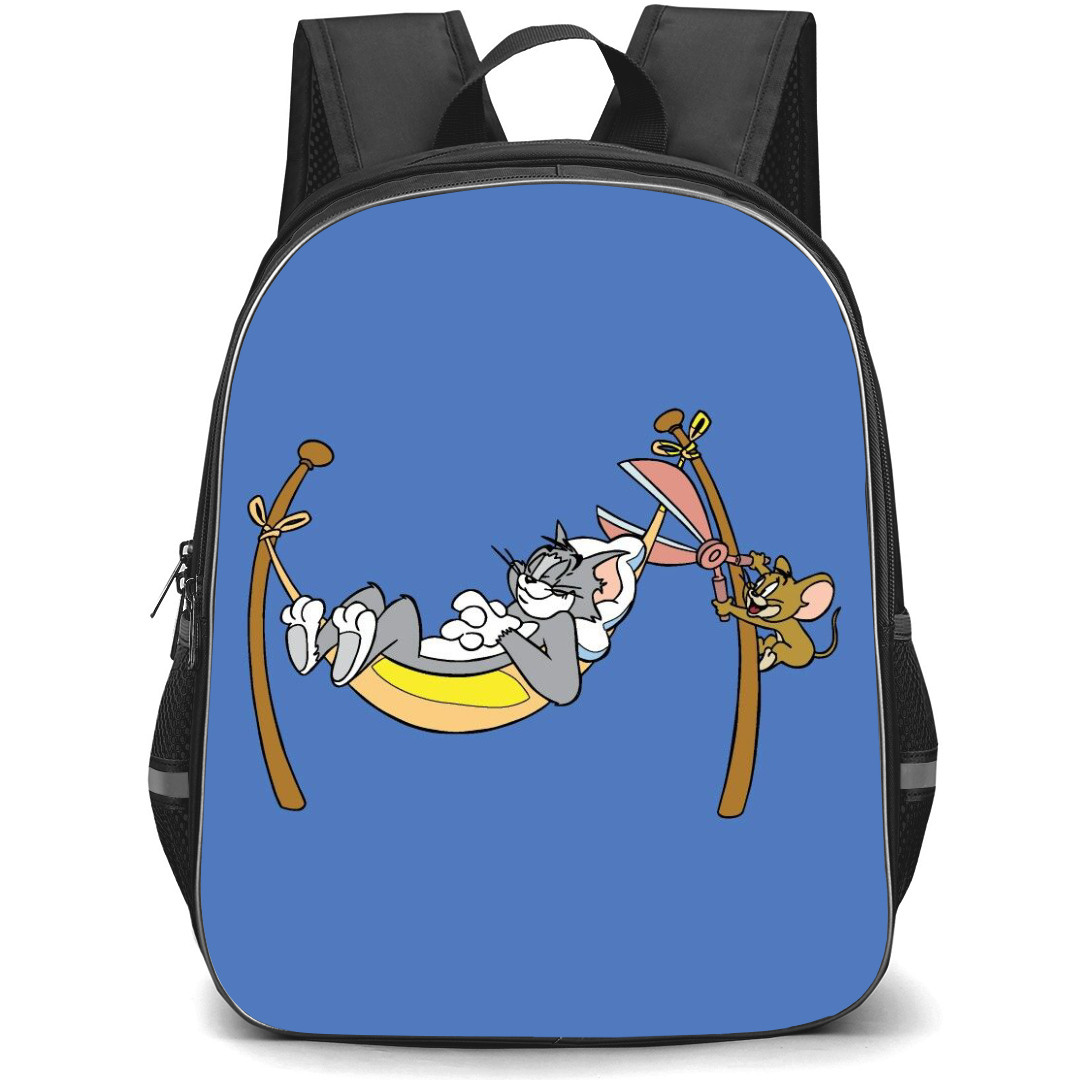 Tom and Jerry Backpack StudentPack - Tom and Jerry Cutting Hammock Blue Background