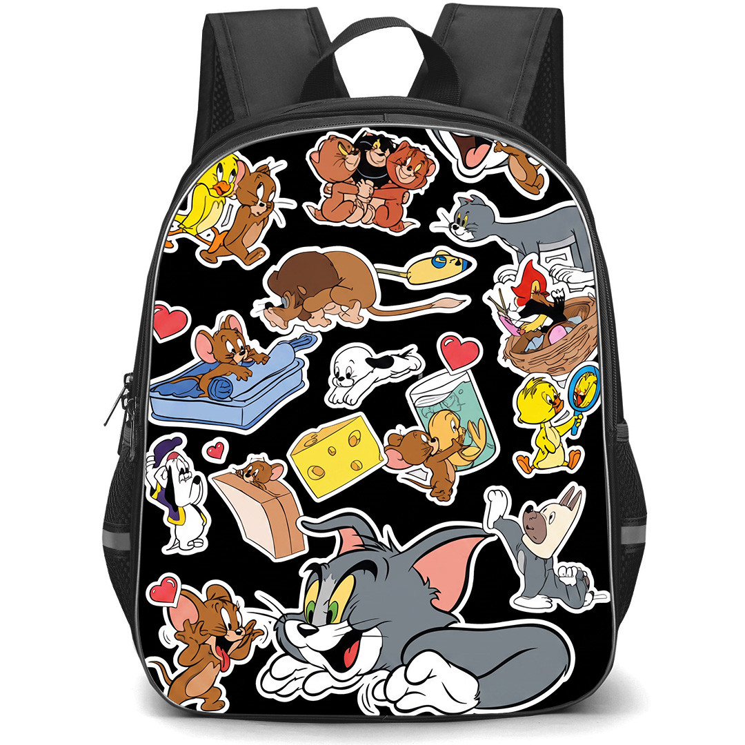 Tom And Jerry Backpack School Bag StudentPack - Tom And Jerry Friends Collage Cartoon Sticker