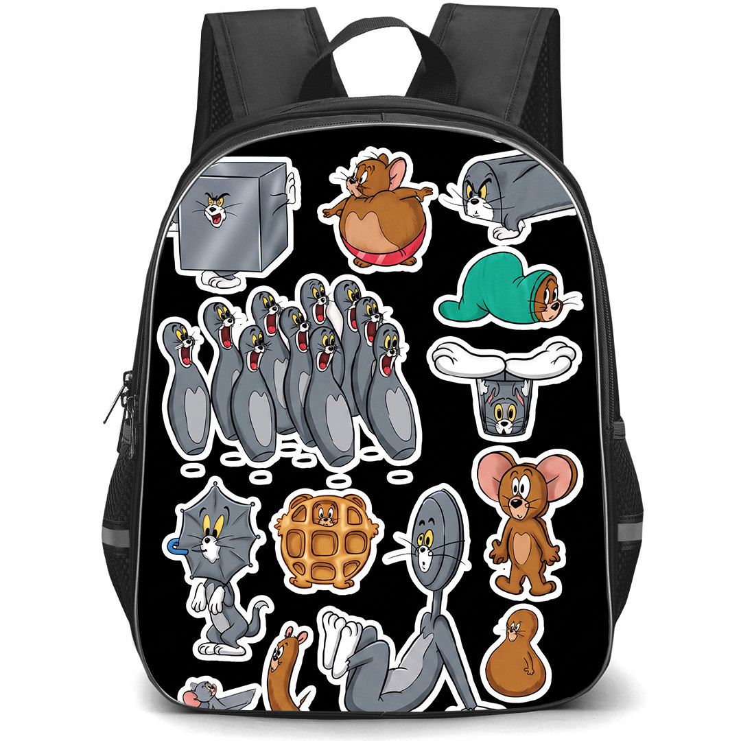 Tom And Jerry Backpack School Bag StudentPack - Tom And Jerry Funny Expressions Collage Cartoon Sticker