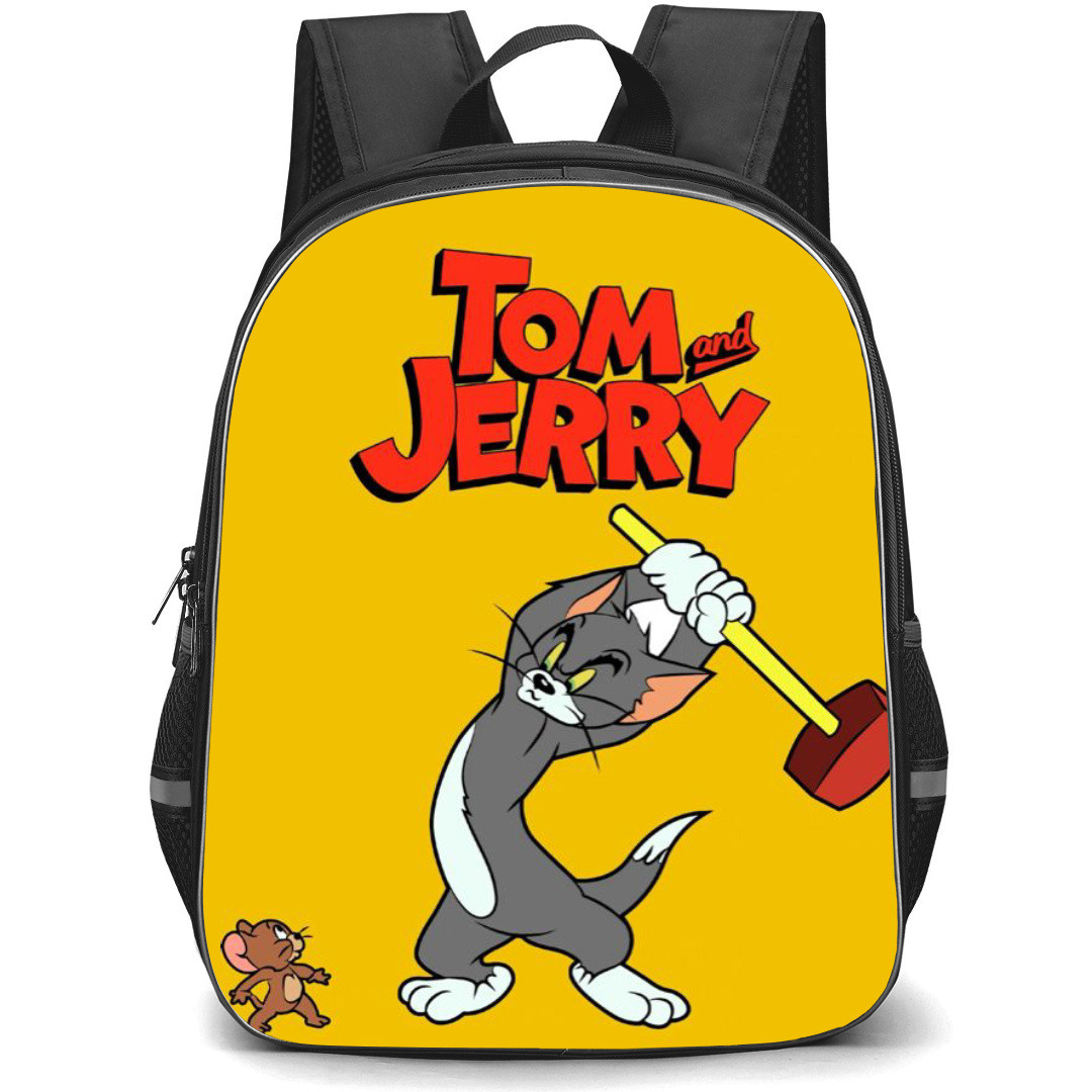 Tom and Jerry Backpack StudentPack - Tom and Jerry Hammering Yellow Background