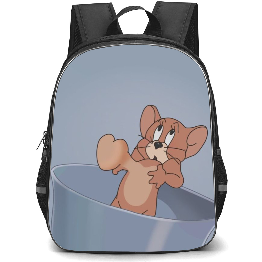 Tom and Jerry Jerry Backpack StudentPack - Jerry Heart Out Gray Background