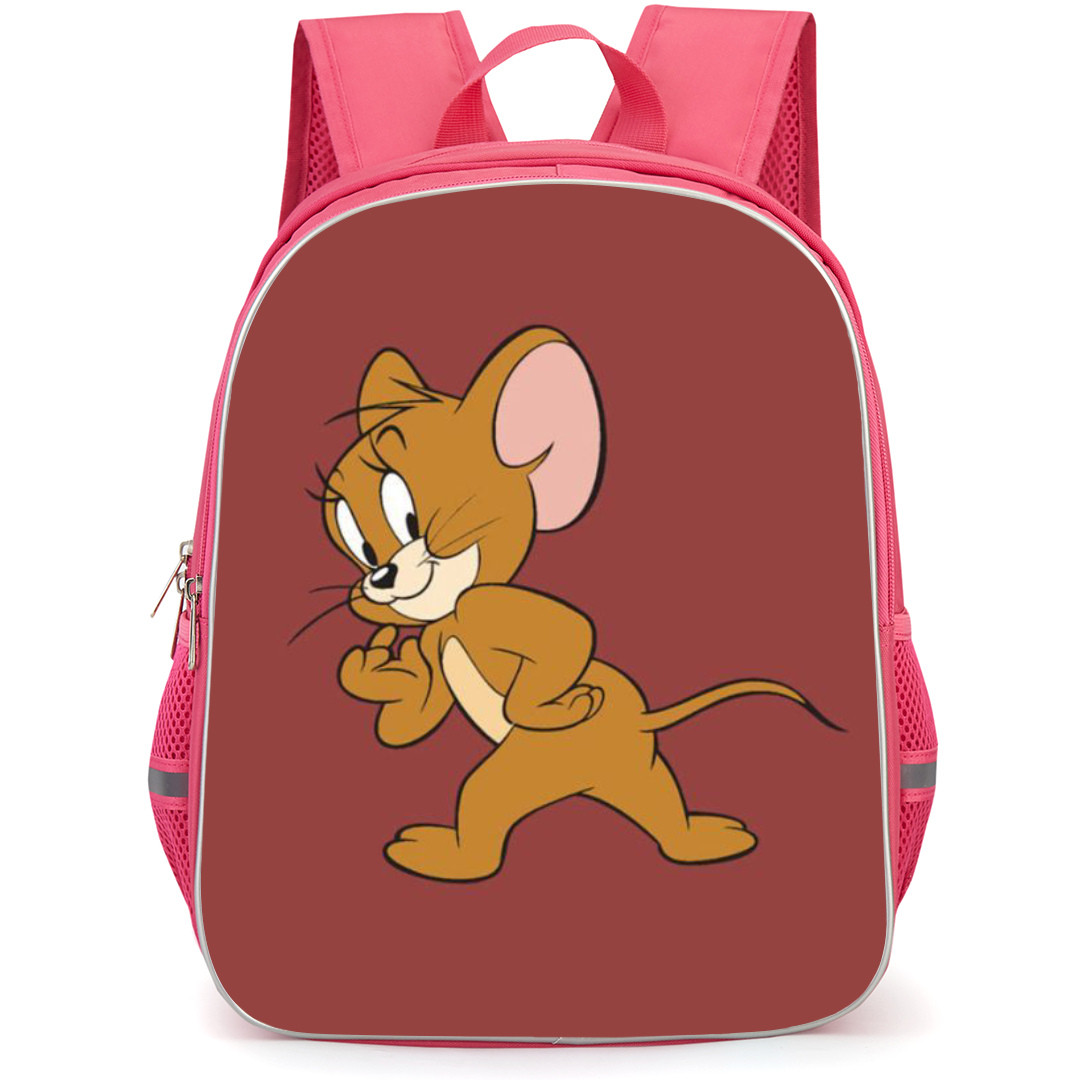 Tom and Jerry Jerry Backpack StudentPack - Jerry Looking Back Maroon Background
