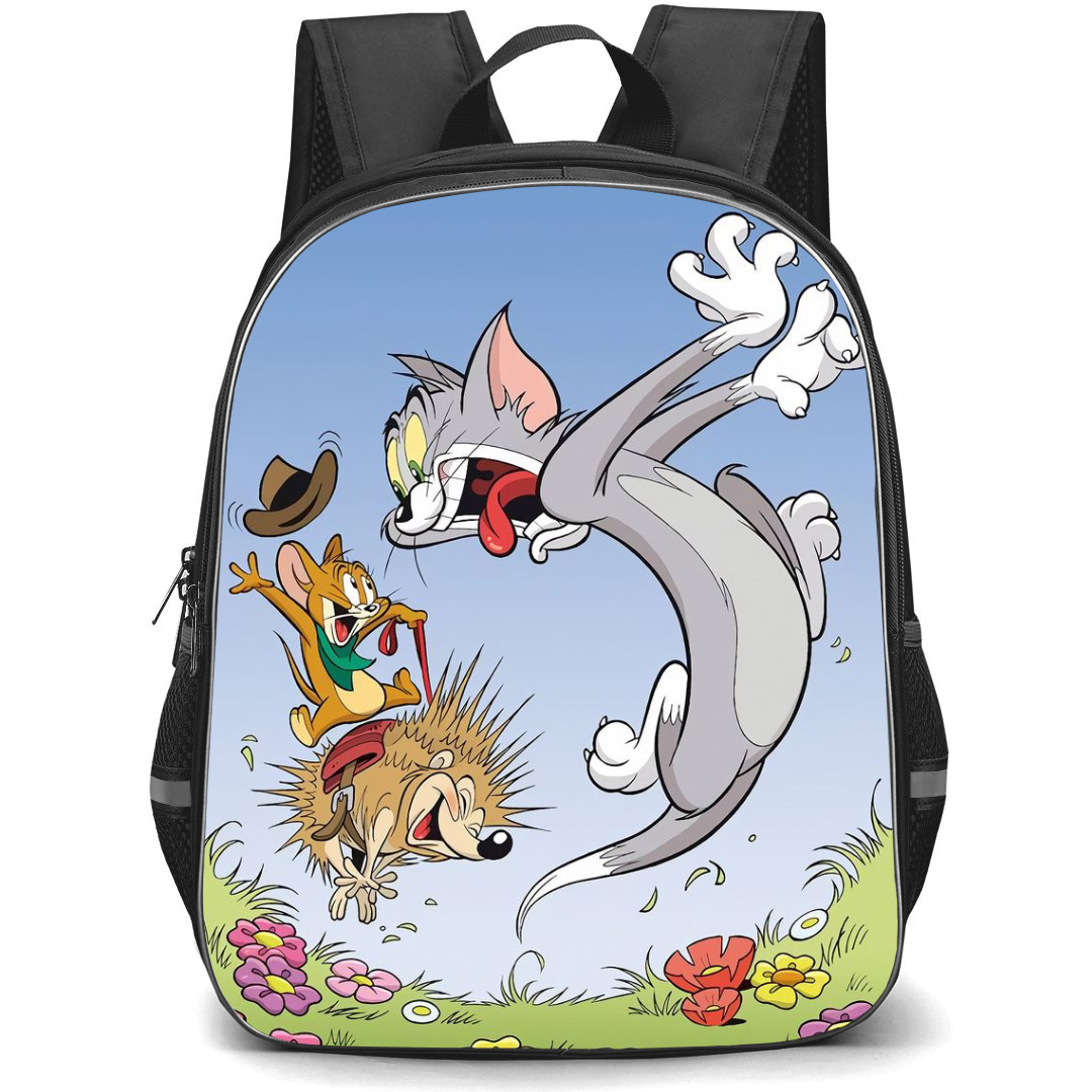 Tom and Jerry Backpack StudentPack - Tom and Jerry Playing With Porcupine in The Garden Scene