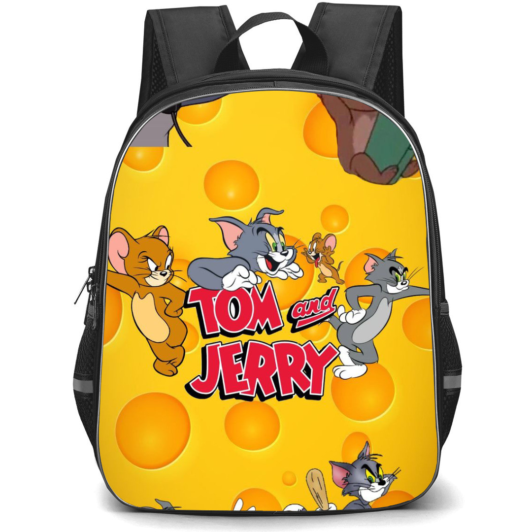 Tom and Jerry Backpack StudentPack - Tom and Jerry Poses Cheese Background