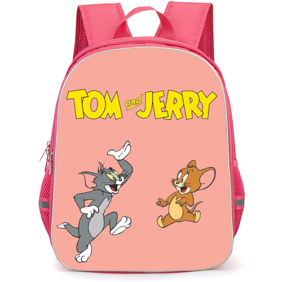 Tom and Jerry Backpack StudentPack - Tom and Jerry Smiling Pink Background
