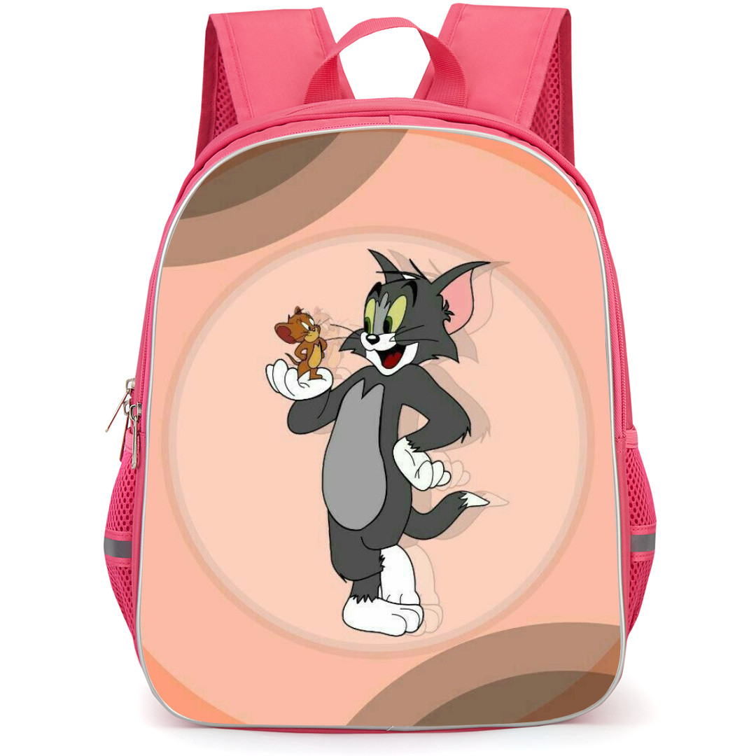 Tom and Jerry Backpack StudentPack - Tom and Jerry Standing Portrait Pink Brown Background