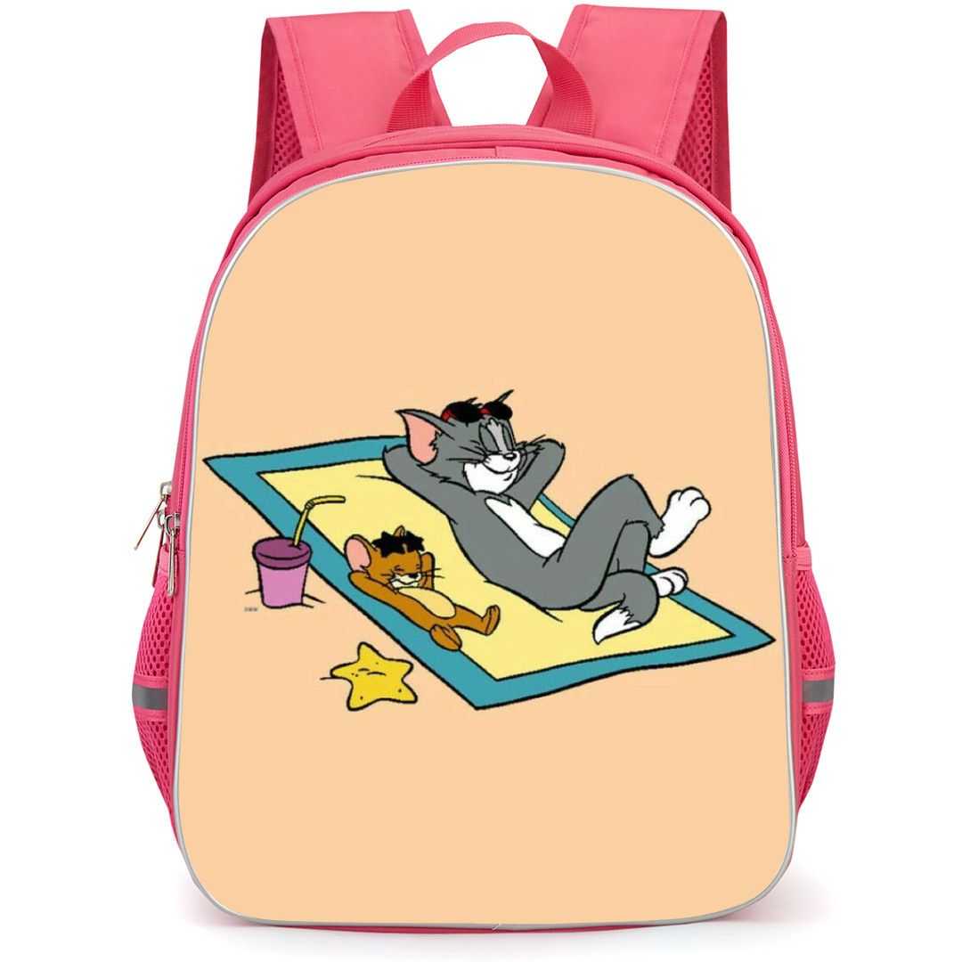 Tom and Jerry Backpack StudentPack - Tom and Jerry Sunbathing Beige Background