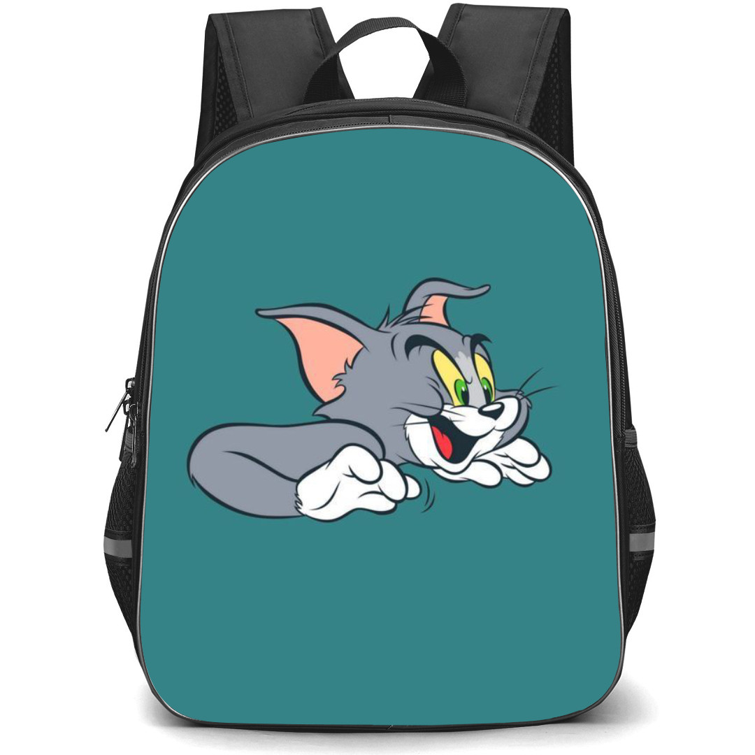 Tom and Jerry Tom Backpack StudentPack - Tom Silly Face Portrait Blue Green Background