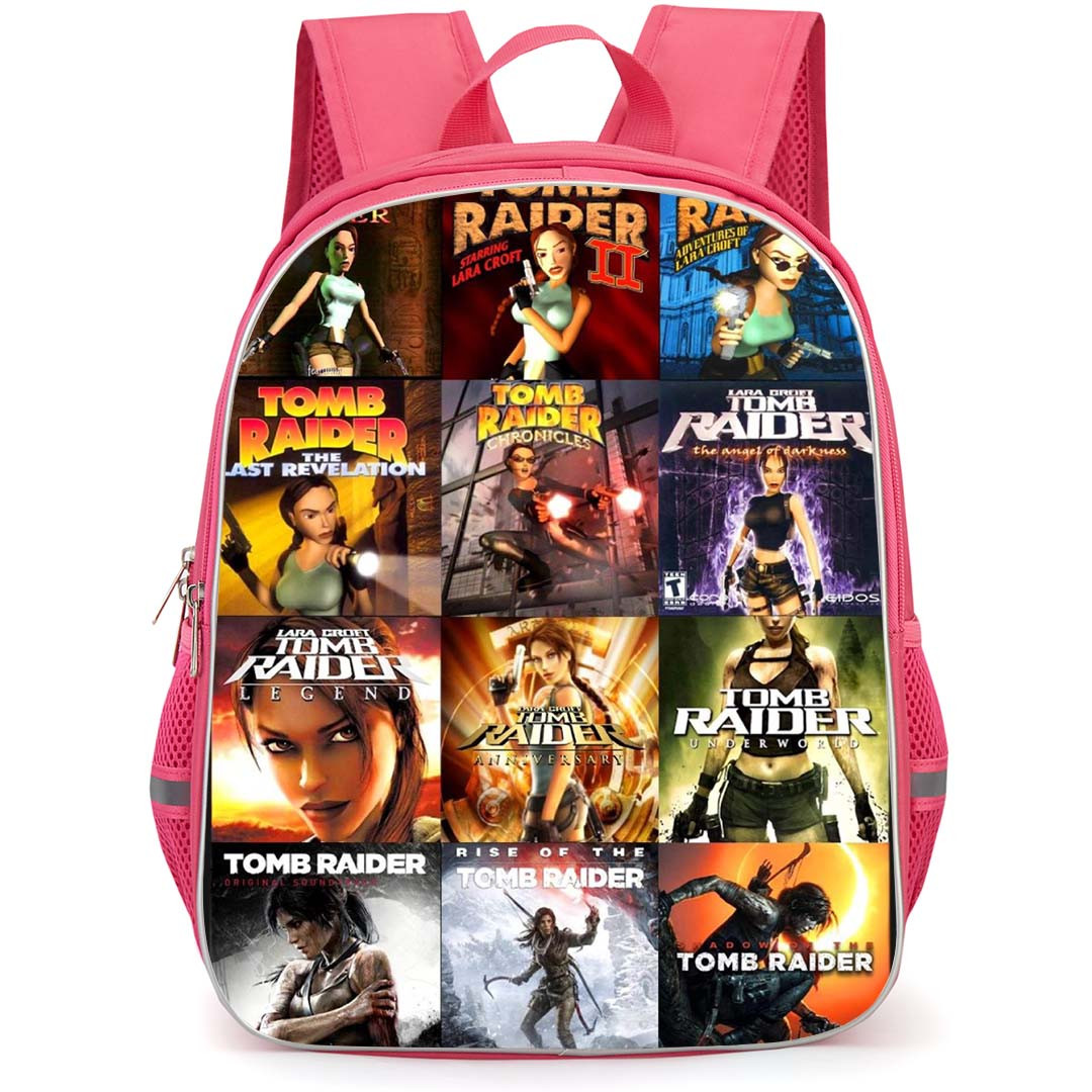 Tomb Raider Backpack School Bag StudentPack - Tomb Raider Game Cover Collage