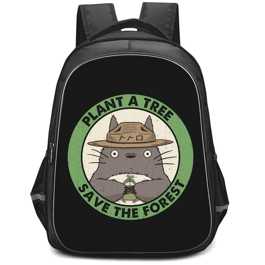 My Neighbor Totoro Backpack StudentPack - My Neighbor Totoro Plant A Tree Save The Forest Logo On Black Background