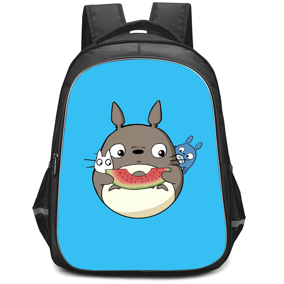 My Neighbor Totoro Backpack StudentPack - Totoro Eating Watermelon On Blue Background