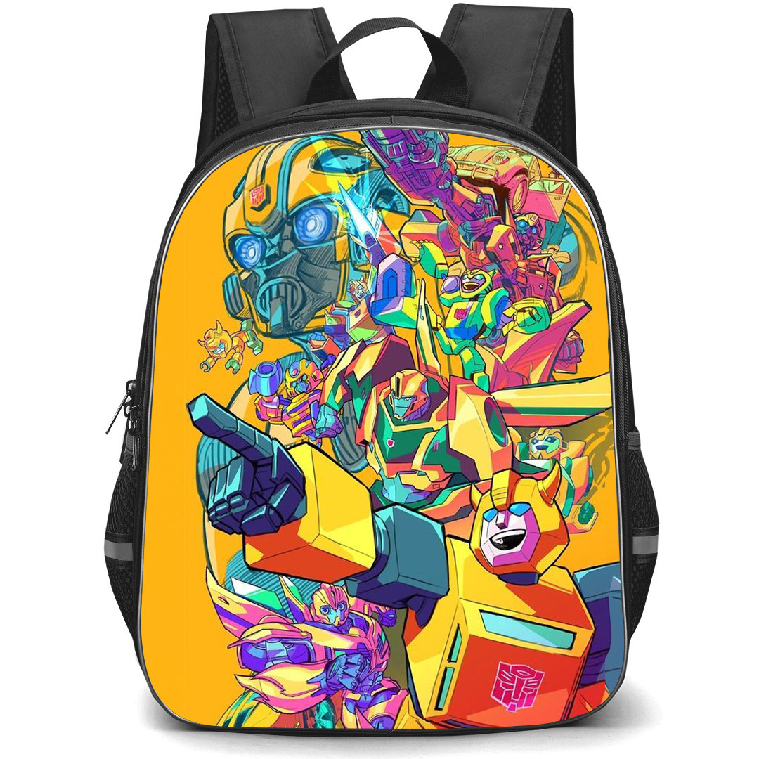 Transformers Bumblebee Backpack StudentPack - Bumblebee Pop Art Collage On Yellow Background