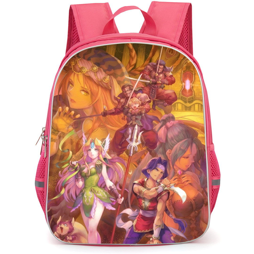 Trials Of Mana Backpack School Bag StudentPack - Trials Of Mana Characters Fighting Portrait Poster