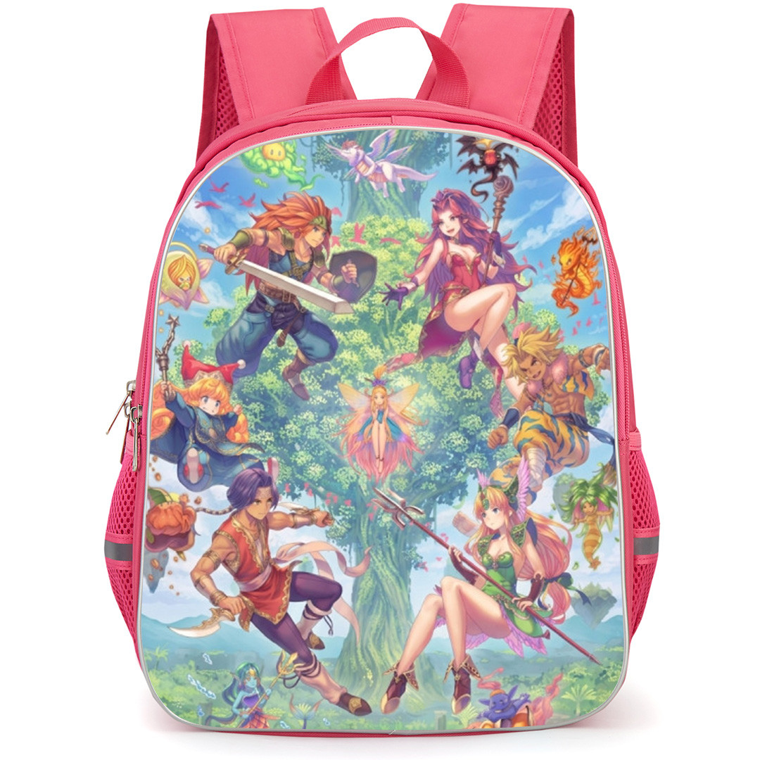 Trials Of Mana Backpack School Bag StudentPack - Trials Of Mana Characters Tree Portrait Poster