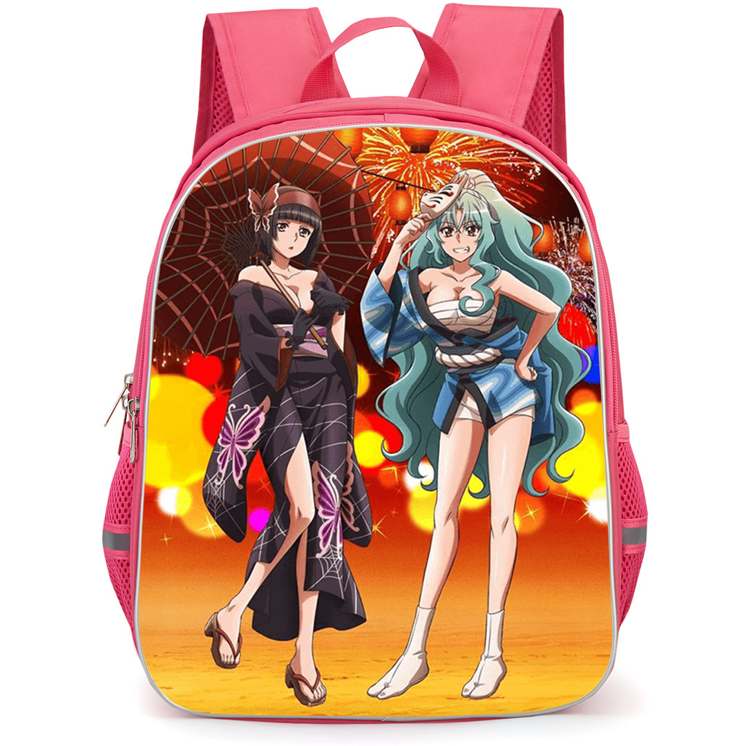 Tsukimichi Moonlit Fantasy Backpack School Bag StudentPack - Tomoe And Mio Fireworks and Carry Umbrella and Mask