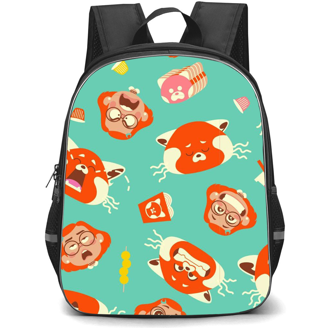 Turning Red Backpack StudentPack - Turning Red Character Pattern Art On Cyan Background