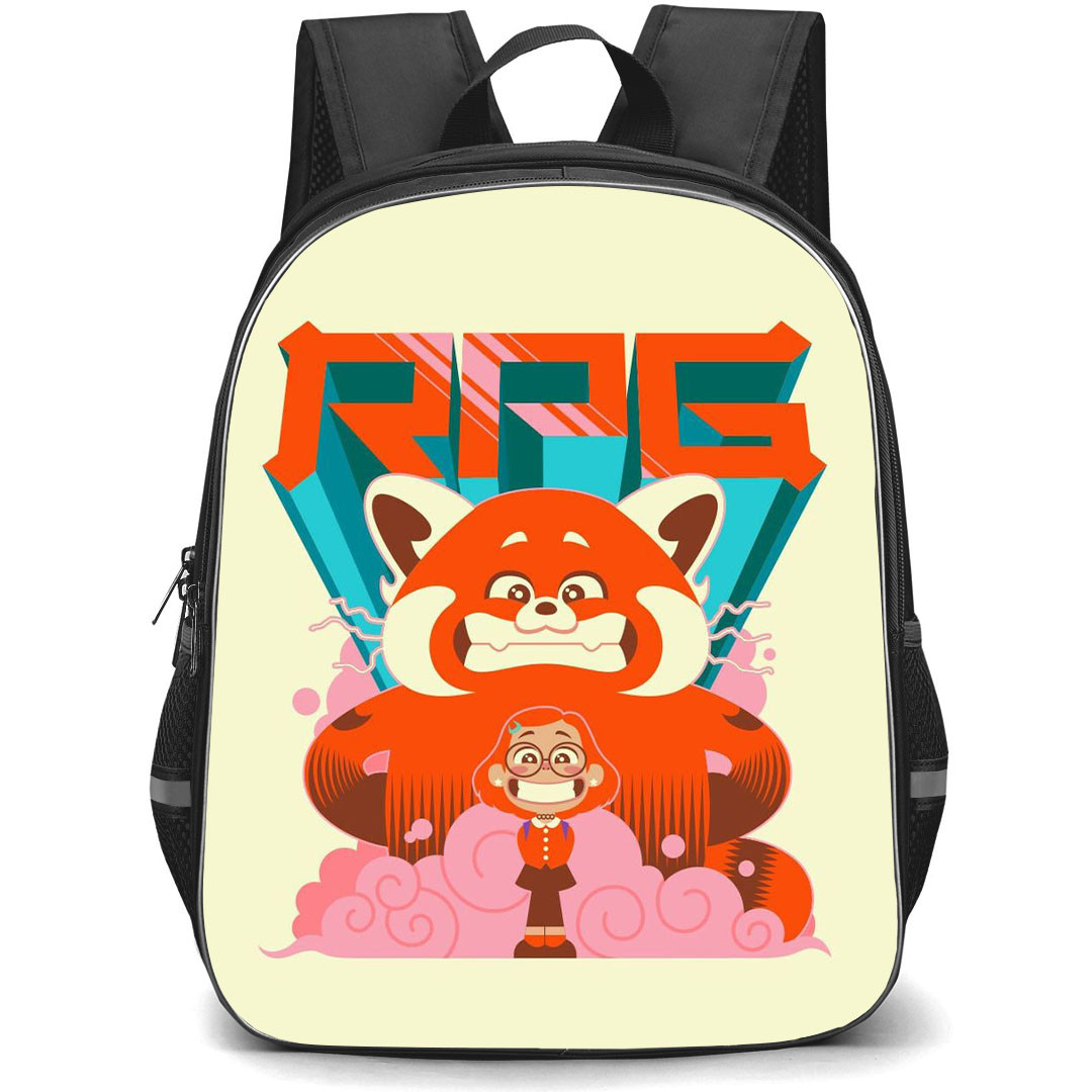 Turning Red Backpack StudentPack - Turning Red Mei Lee And Red Panda Illustration Art On Beige Background