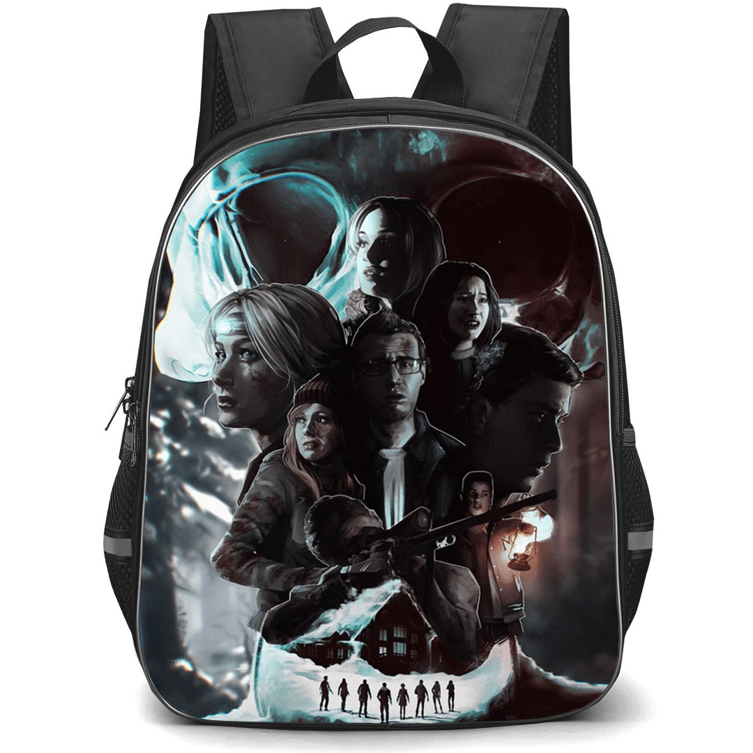 Until Dawn Backpack School Bag StudentPack - Until Dawn Game Characters In Front Of Skull Background Poster