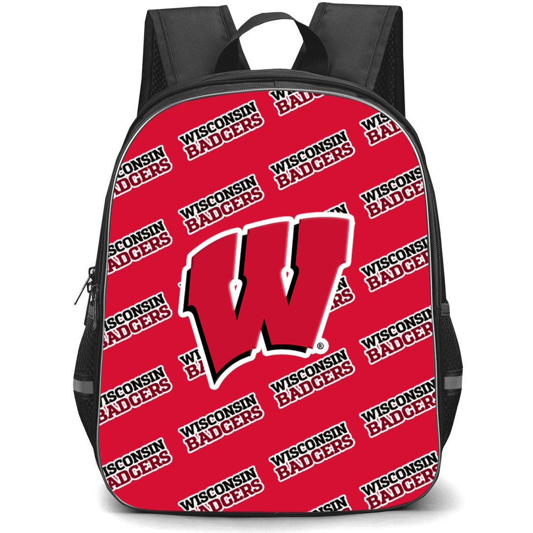Wisconsin Badgers Backpack StudentPack - Wisconsin Badgers College Football Medley Monogram Wordmark