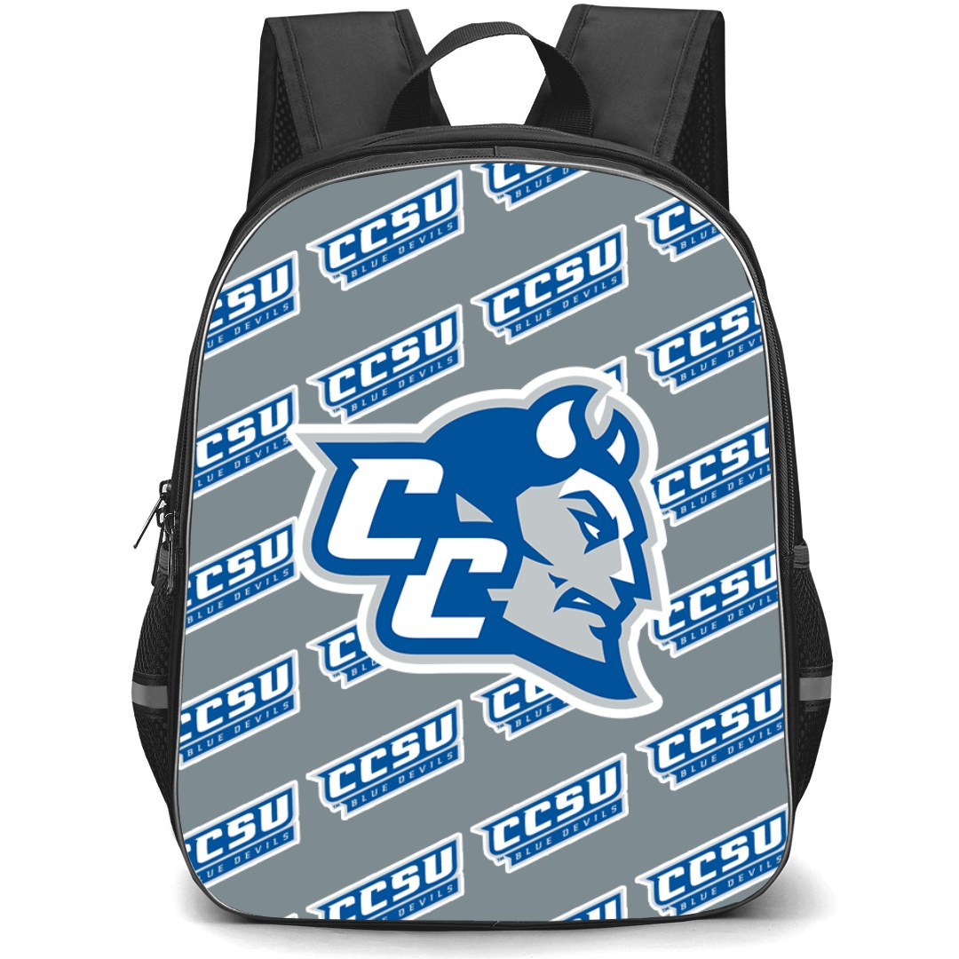 Central Connecticut Blue Devils Backpack StudentPack - Central Connecticut State University Blue Devils College Football Medley Monogram Wordmark