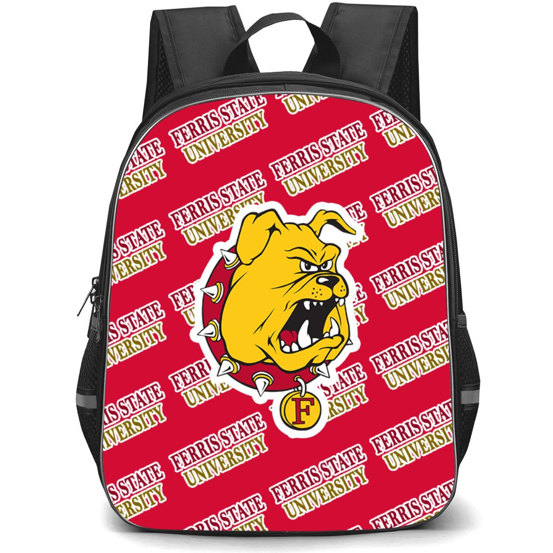 Ferris State University Bulldogs Backpack StudentPack - Ferris State University Bulldogs College Football Medley Monogram Wordmark