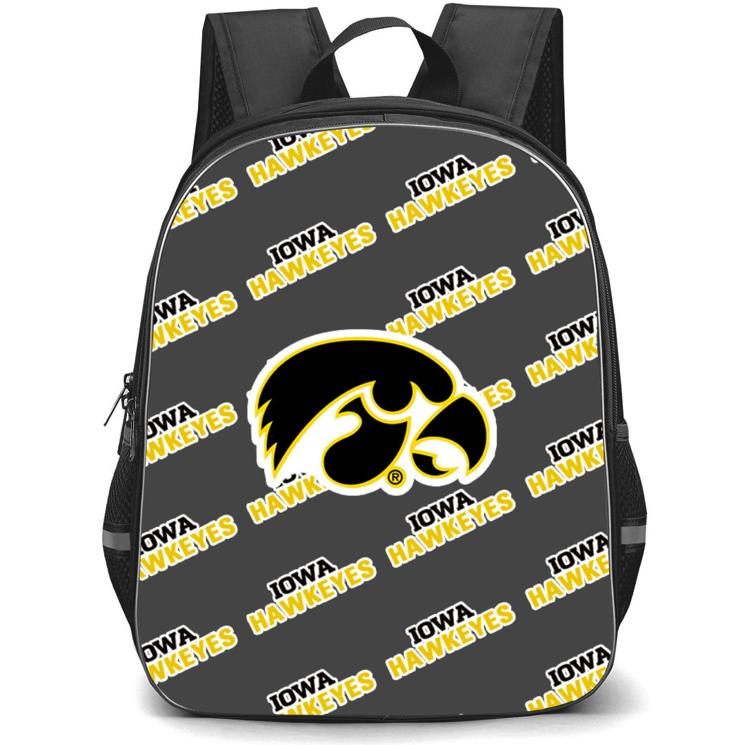 Iowa Hawkeyes Backpack StudentPack - Iowa Hawkeyes College Football Medley Monogram Wordmark