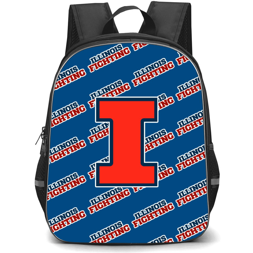 Illinois Fighting Illini Backpack StudentPack - Illinois Fighting Illini College Football Medley Monogram Wordmark
