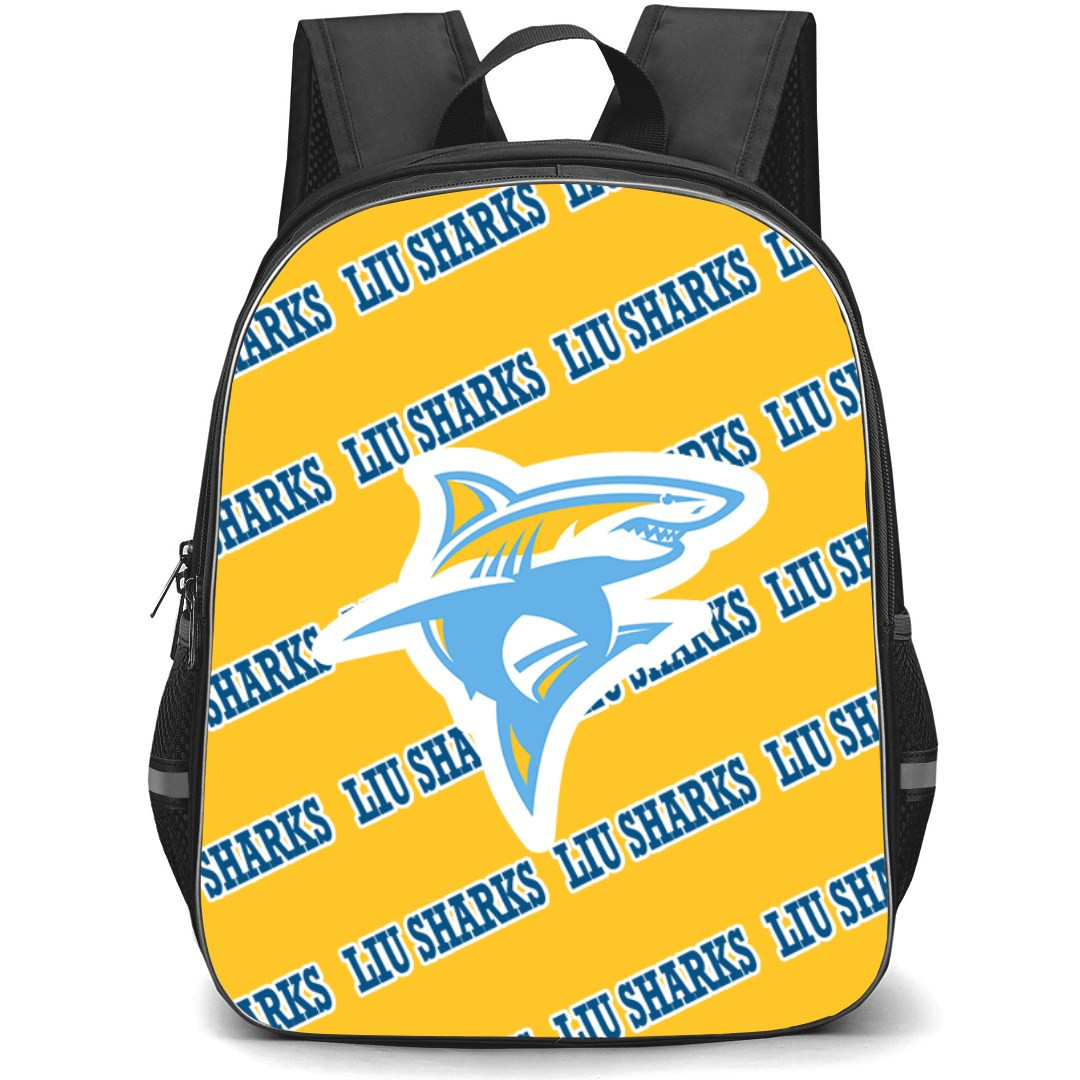 LIU Sharks Backpack StudentPack - Long Island University Sharks College Football Medley Monogram Wordmark