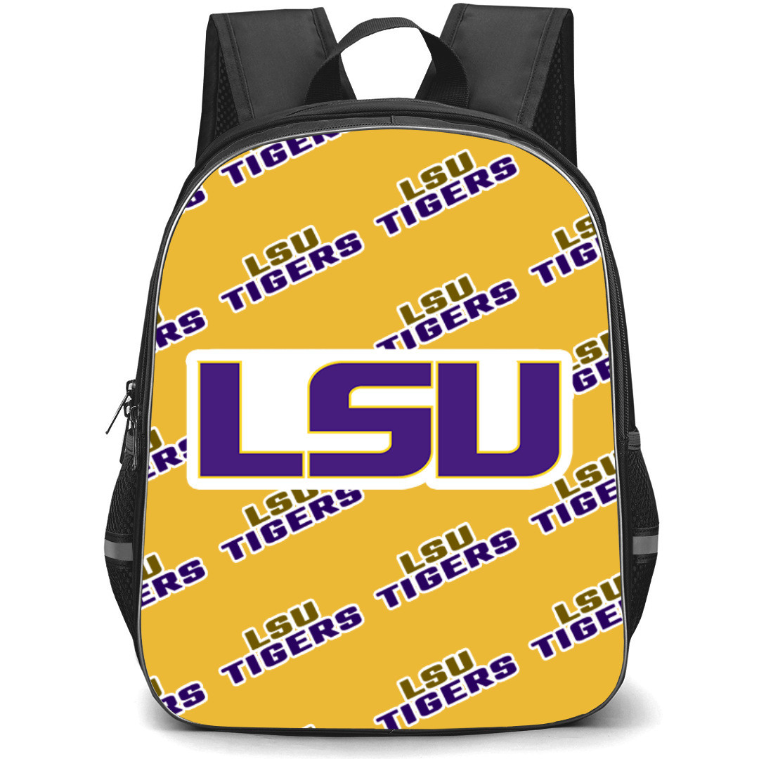 LSU Tigers Backpack StudentPack - LSU Tigers College Football Medley Monogram Wordmark
