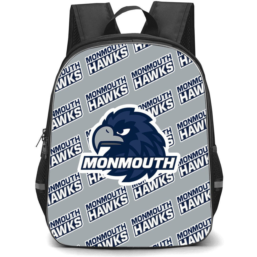 Monmouth Hawks Backpack StudentPack - Monmouth University Hawks College Football Medley Monogram Wordmark