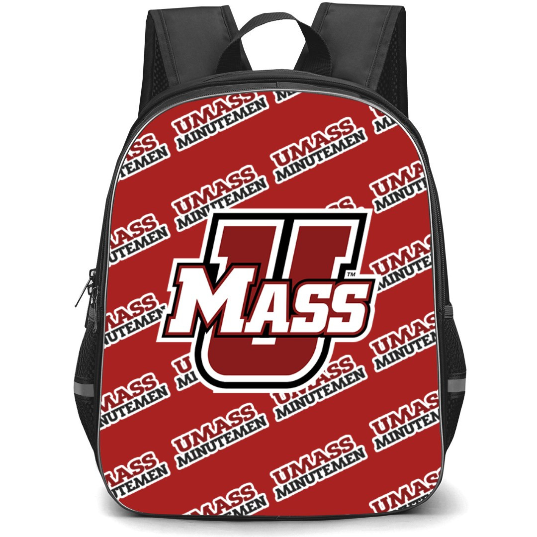 UMass Minutemen Backpack StudentPack - UMass Minutemen College Football Medley Monogram Wordmark